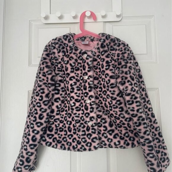 Gymboree Girls Leopard Faux Fur Coat - Picture 2 of 5